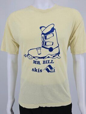 Distressed Vintage 1970s Belton Mr. Bill Skis Vail Ski Resort T-Shirt (M)